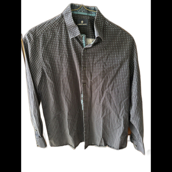 Luchiano Visconti Shirt Mens Casual Button Down Striped Long Sl Dark Blue Size L - Picture 1 of 7